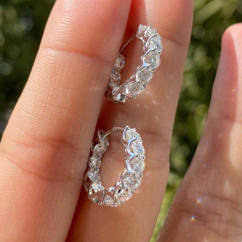 High-End Diamond-Encrusted Ear Cuffs and Hoops - European & American Fashion Earrings for Women