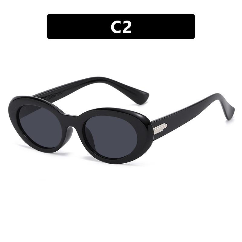 Personalized Oval Sunglasses Women'S Summer Versatile Retro Trend Street Shot Summer Driving Seaside Sunglasses