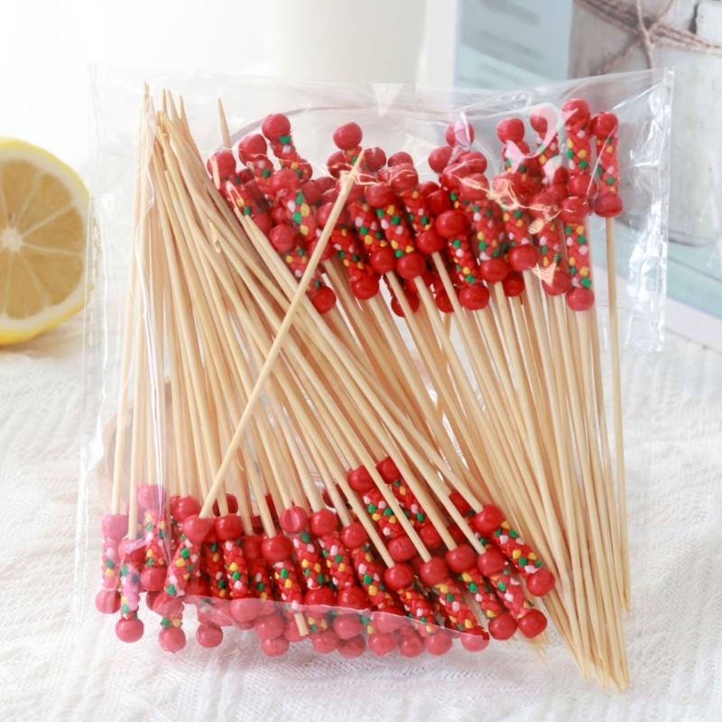 Pack Of 100 User Friendly Bamboos Skewers Camping Utensils For Cocktails Fruit Decorations Wedding Parties Supplies