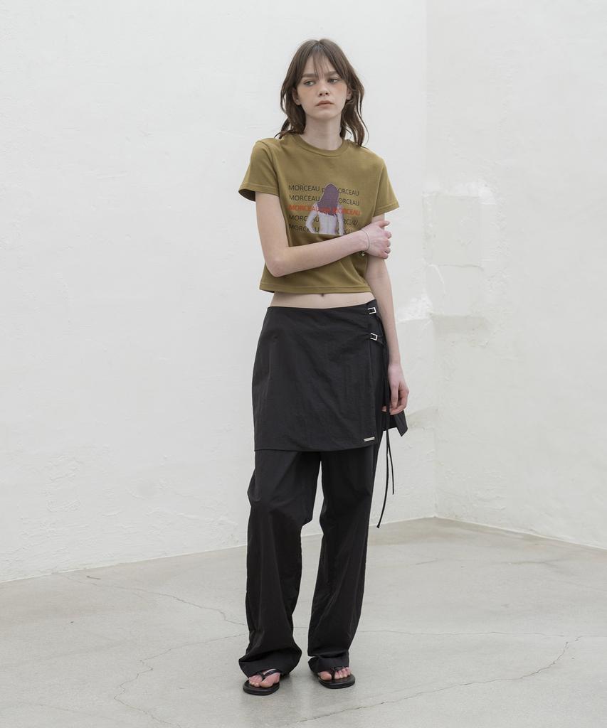 Mosyupamosyu Strap Skirt Pants [Black]