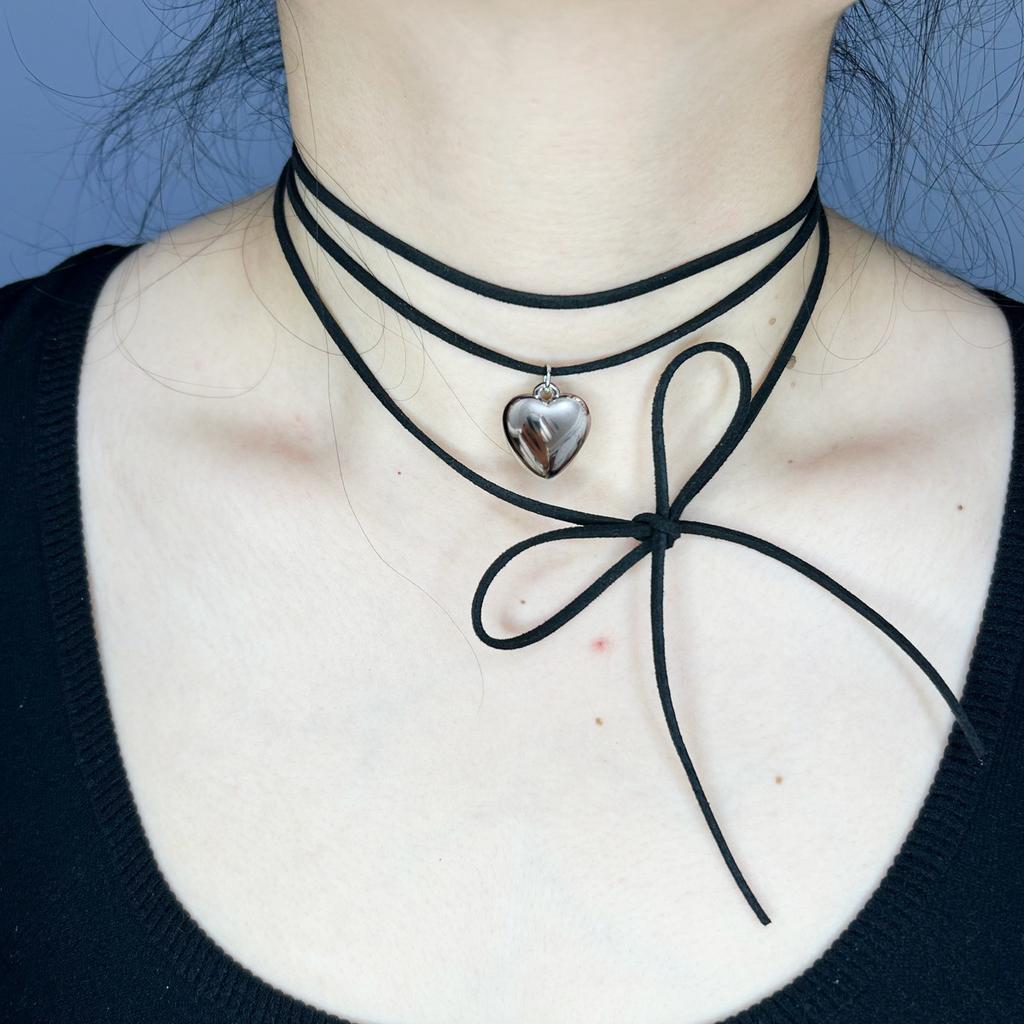 Item Jewelry Adjustable Fleece Rope Choker Women's Simple Personality Peach Heart Love Pendant Necklace