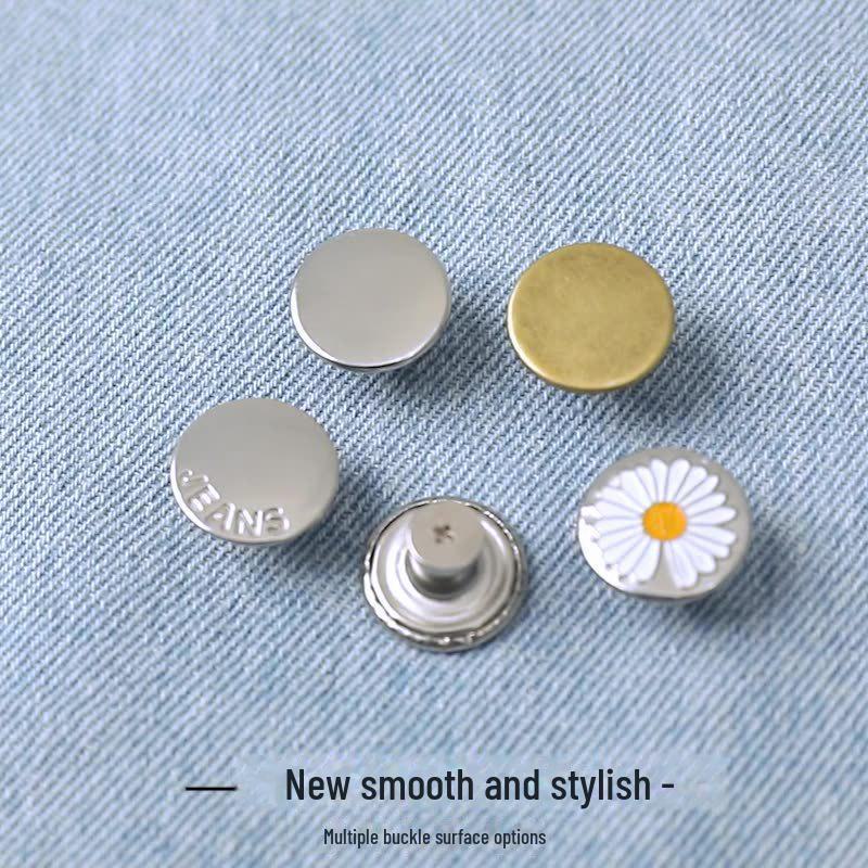Removable, Adjustable No-Sew Metal Buttons for Denim Underwear - Waist-Tightening Magic Button