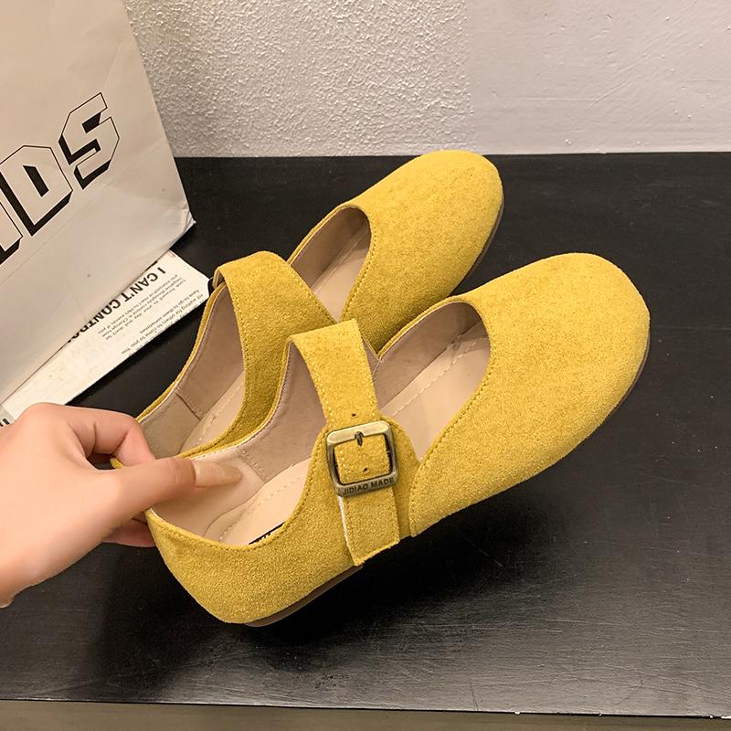 Fashion Autumn 2025 Barefoot Cow Suede Ballerina Zero Drop Flat Soft Bottom Wide Toe Flat Shoes