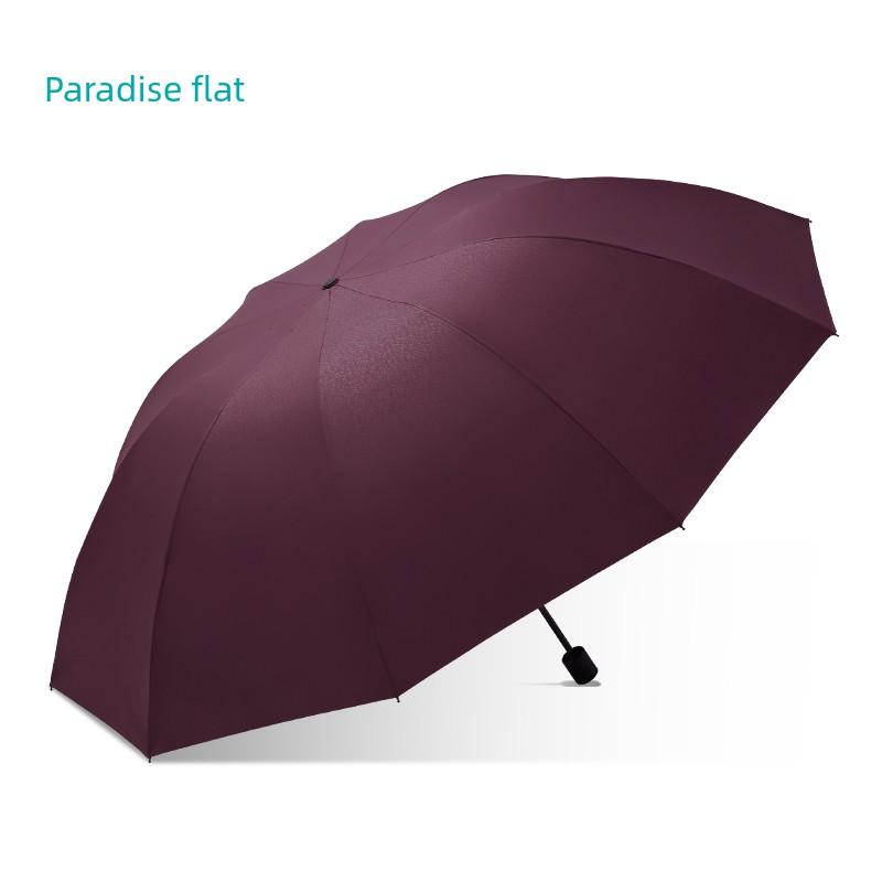 Paradise Umbrella Sun Protection Windproof Large Thickened Reinforced Three-Person Umbrella Men's Dual-Use Folding Umbrella for Rain and Sun Women's