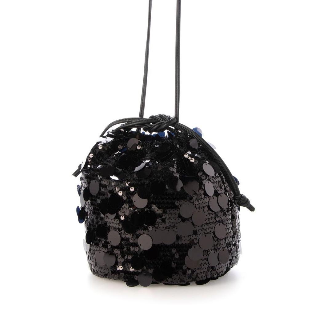 Kashkash 2-Wege Pailletten Kordelzug Umhängetasche, 01-00-81700, Damen, Schwarz