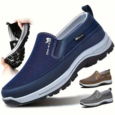 Plus Size 49 Men's Breathable Knit Slip-On Loafers Comfortable Non-Slip Casual Sneakers with Thick Sole for Outdoor Activities