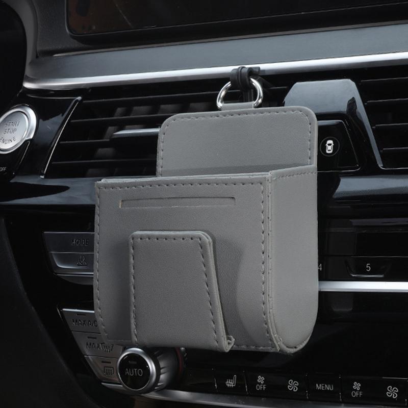 Car Air Vent Storage Bag PU Leather Sunglass Case Multifunctional Storage Container For Keys Cell Phone And Glasses