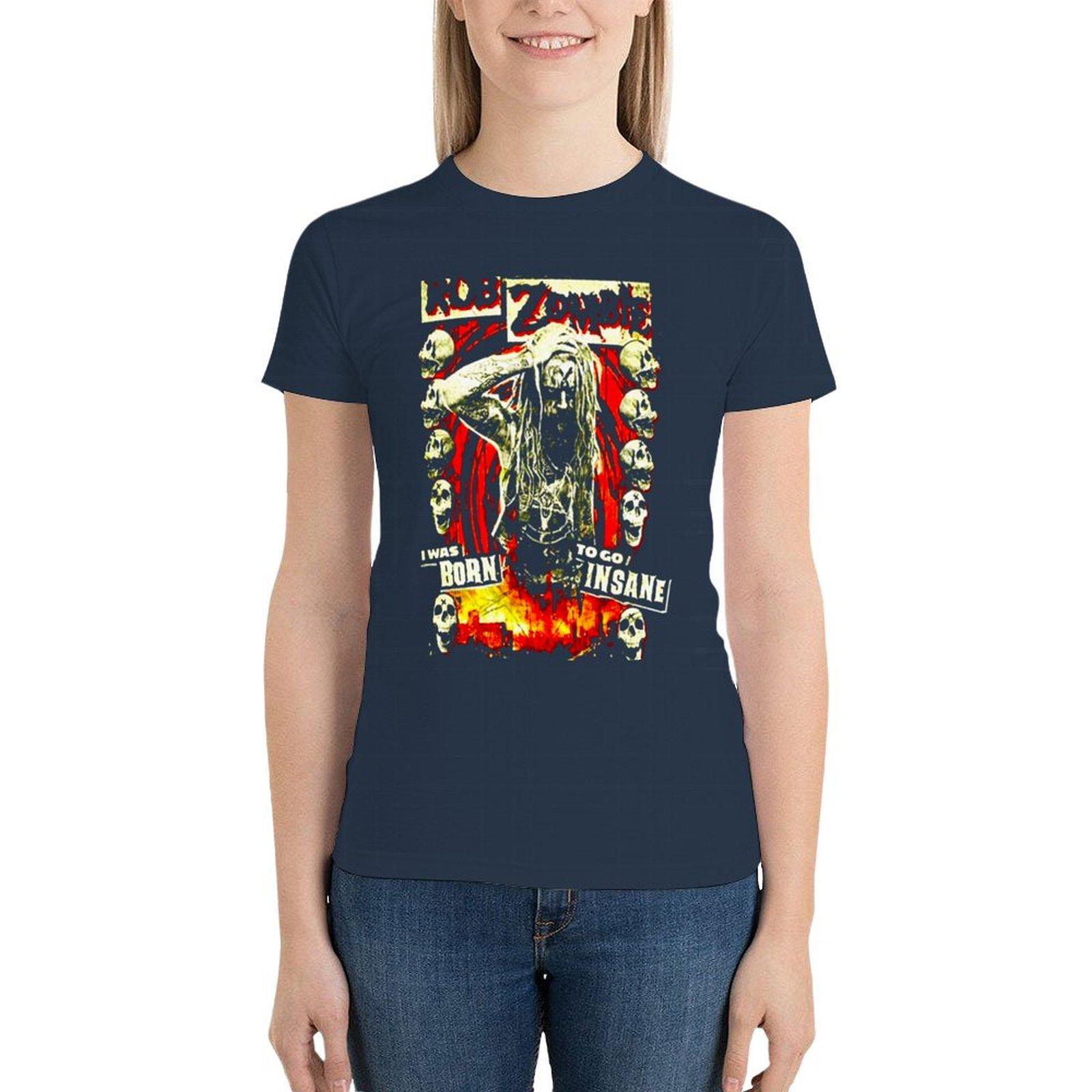 

Винтажная футболка Rob Zombie Band Art Футболка с принтом животных для девочек Аниме Одежда Женская одежда S тёмно-синий