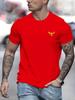 Summer Men's 100% Cotton High Quality Eagle Print Street Wear Casual Loose Round Neck Short Sleeve T-shirt
