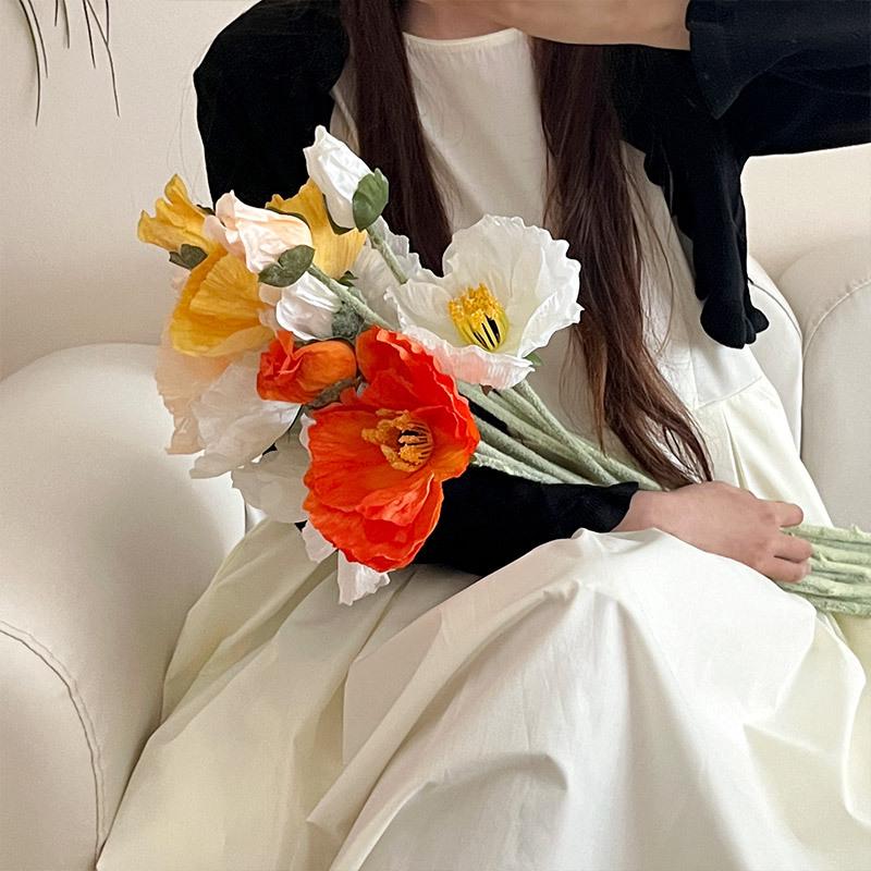 Grande Bouquet di Fiori di Papavero Artificiali per Soggiorno, Vetrine di Negozi e Oggetto di Scena per Fotografia