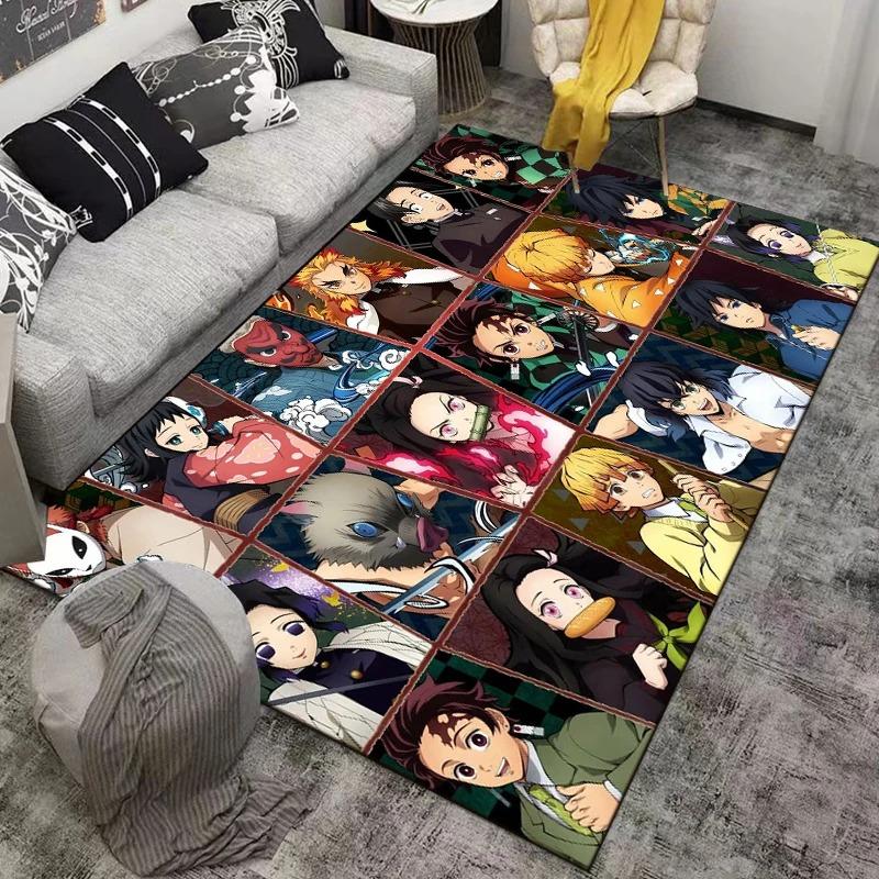 Anime Characters Carpet Mat Rug Water Lightning Effects Team Group Home Decoration Dynamic Vibrant Floor Mat Bedroom Decor