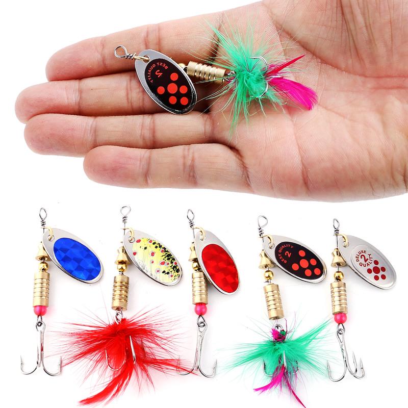 Rotating Spoon Boxed Kit Lure Fishing Lures Metal Fish Hooks Bass Trout Perch Pikefishing Sequins