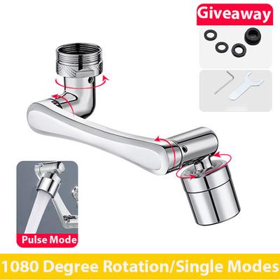Universal 1080 Degree Rotatable Faucet Aerator Extender Plastic Splash Filter Faucets Bubbler Nozzle Robotic Arm 2 Modes Faucet