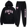 European Size Plus Fashion Printed Sweater Autumn and Winter Fleece Warm Hoodie Casual Sports Women's Suit