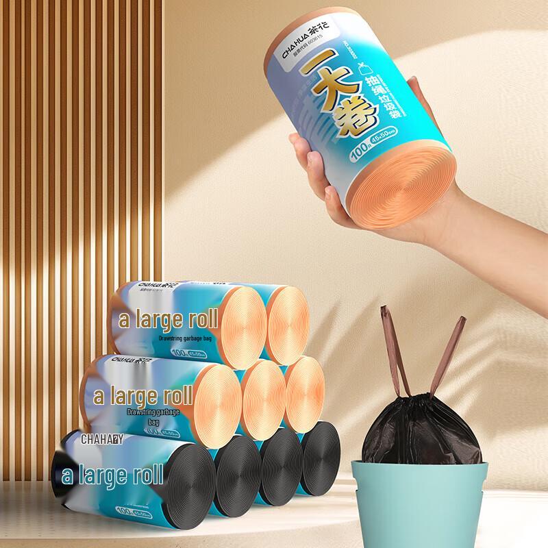 Chahua Drawstring Disposable Garbage Bags, Medium, 100 Count Roll