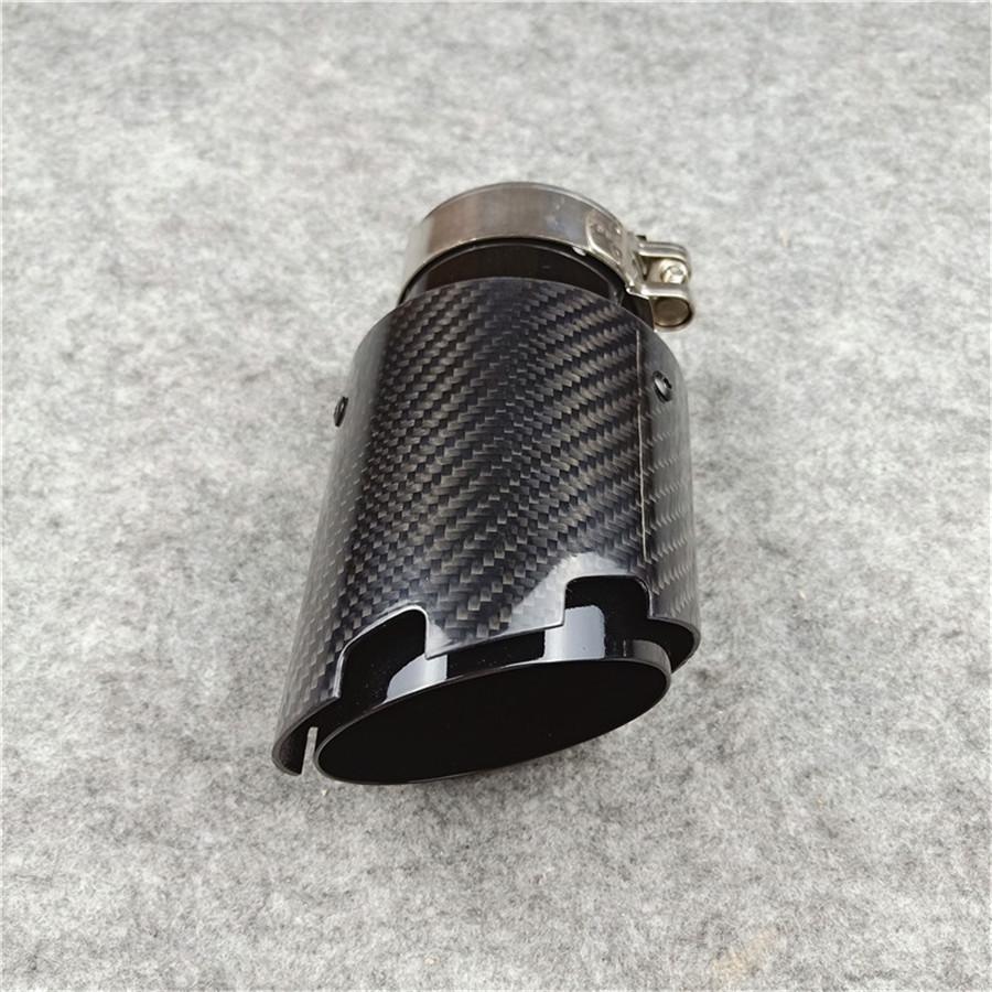 63mm Inlet 89mm Out Glossy Carbon Fiber Car Exhaust Pipe Tail Muffler Tip Cover