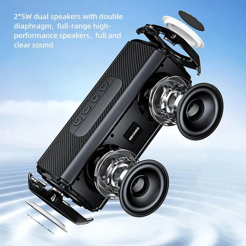 Rockmia 10w RGB LED Lights Speaker EBS-045  Bluetooth 5.0 Portable Wireless Music Player Micrphone TF Card Shoulder Strips
