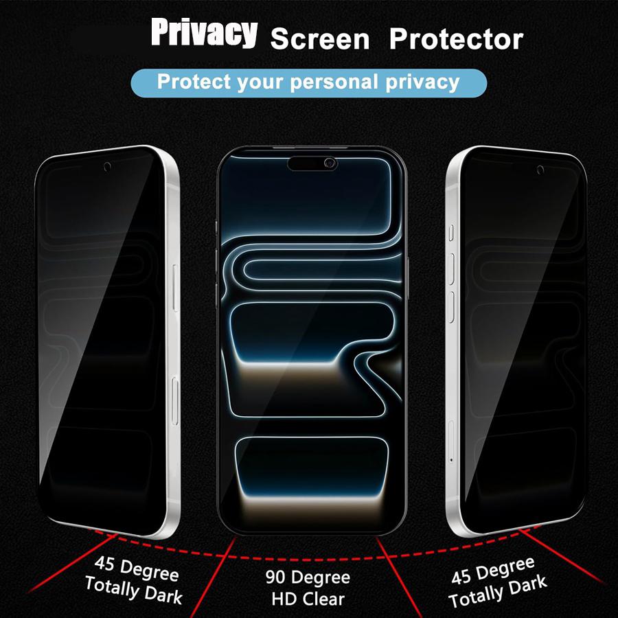 4IN1 [2+2] Privacy Anti-Spy Tempered Glass for iphone 17/ 17 Air/ 17 Pro/ 17 Pro Max Screen Protector + Rear Tempered Glass Lens Camera Protector