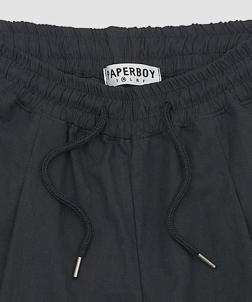 PAPERBOY Linen Bio Pintuck Half Pants - Black