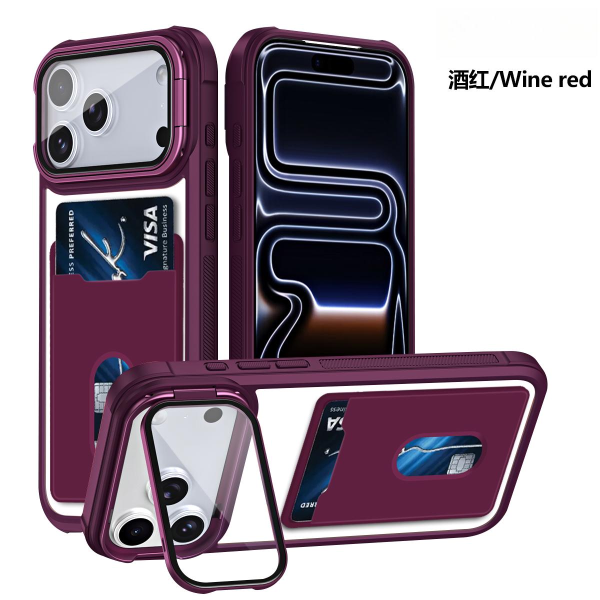 

Luxury Transparent Slot Card Holder Skin Feel Phone case For iPhone 17 Pro Max 16 Plus 15 14 13 12 Shockproof Slim Fit Cover iPhone 15 Pro Max кларет