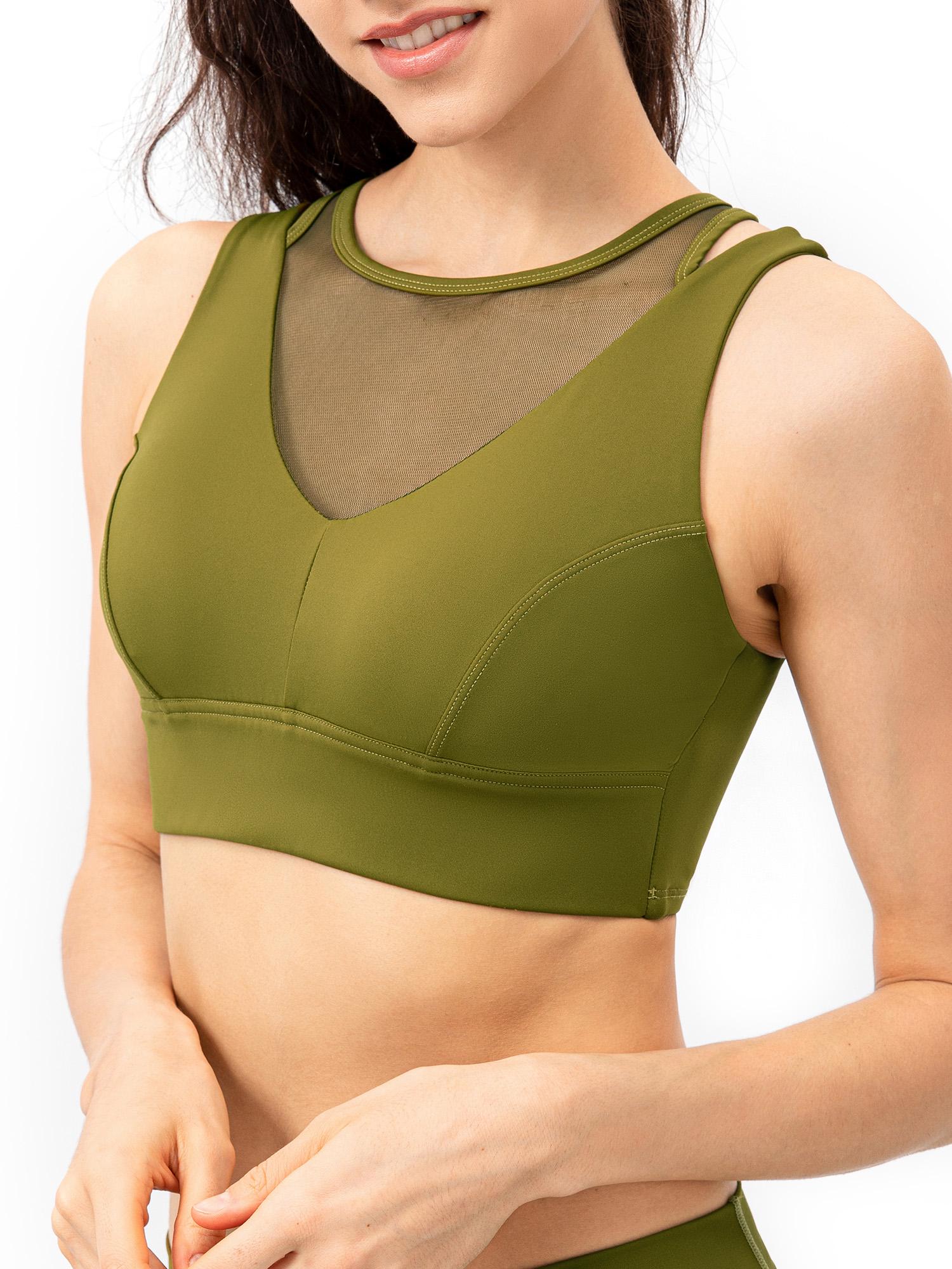 

Женский бюстгальтер для йоги, сетчатый ажурный жилет без косточек для тренировок и бега, повседневный жилет XL зелёный