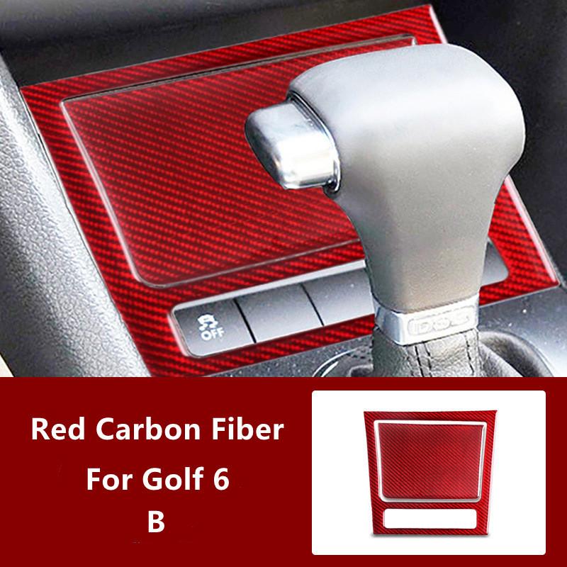 Red Carbon Fiber Car Inner Decoration Stickers Car Styling For Volkswagen VW Golf 6 Center Console Cover Trim Car