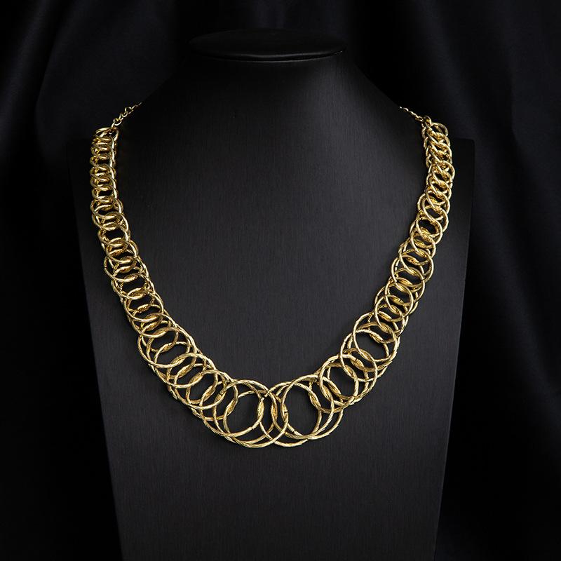 Necklace Geometric Round Splicing Personalized Necklace Exaggerated Wind Metal Tassel Clavicle Chain