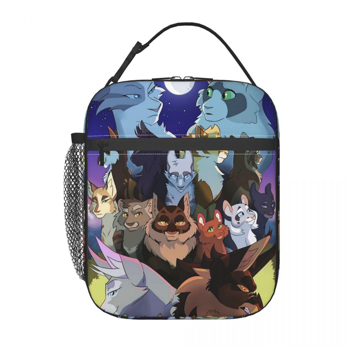 Warrior Cats Geïsoleerde Lunchtas voor Dames Kinderen Lekkend Bewaarbakjes Thermische Lunchbox Tote One Size