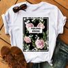Fashion Women T Shirt Flower Printed T Shirt Casual Black Tops 90s Ladies Girl Tee Shirt Female Harajuku Graphic T -Shirt