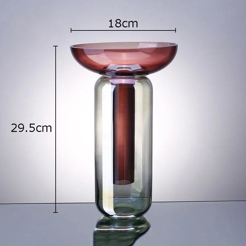 Gradient Colored Detachable Glass Vase Hydroponic Flower Pots Desk Decoration Artificial Flower Decorative Floral Arrangement