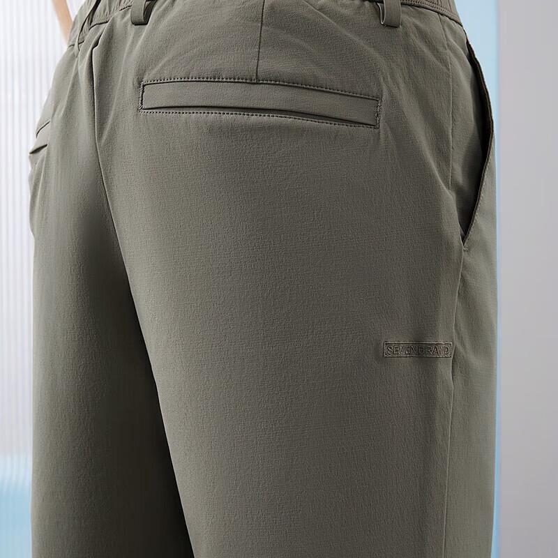 Qipai Men's Plaid Jacquard Straight-Leg Cropped Casual Pants