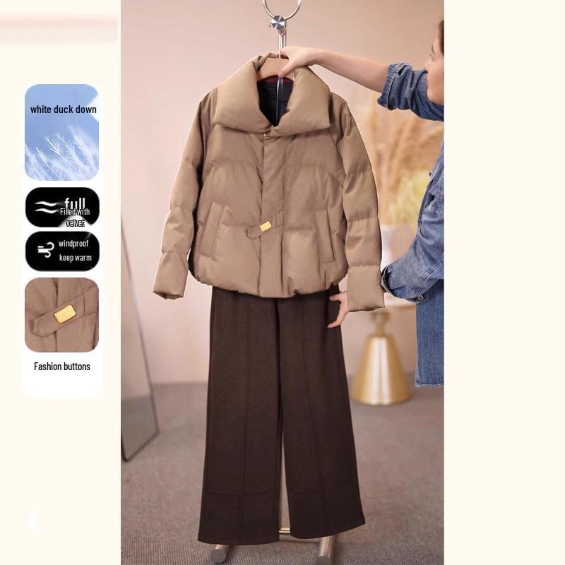 

2025 New Stylish Warm White Duck Down Jacket for Middle-Aged & Elderly Women 2XL for 120-135 lbs