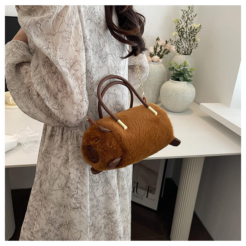 Plush Panda Crossbody Bag Cute Capybara Chain Fashion Handbag Girl Shoulder Doll Bag Plush Toy Bag Birthday Gift