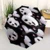 Panda Pattern Automatic Folding Umbrella  8 Ribs, Durable Iron Frame, Bright Color Pattern Compact Travel Umbrella, Suitable for Outdoor, Be