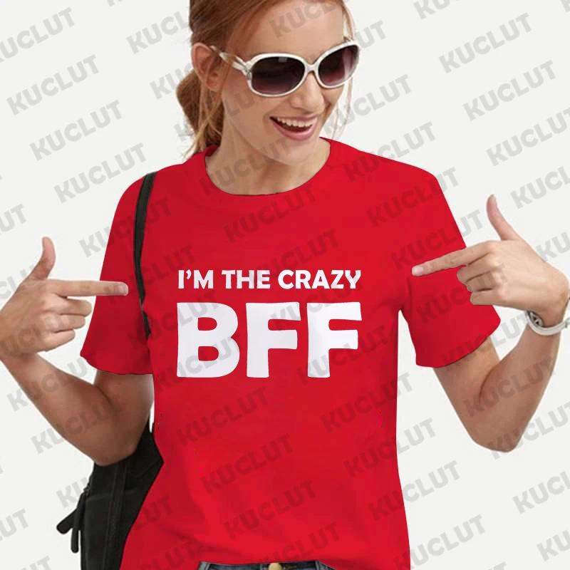 BFF Unisex T-Shirt Vintage Tee Lockere Oberteile Crazy BFF Lustiges Geschenk Beste Freunde Geburtstag T-Shirt für Unisex Sommer Harajuku T-Shirts