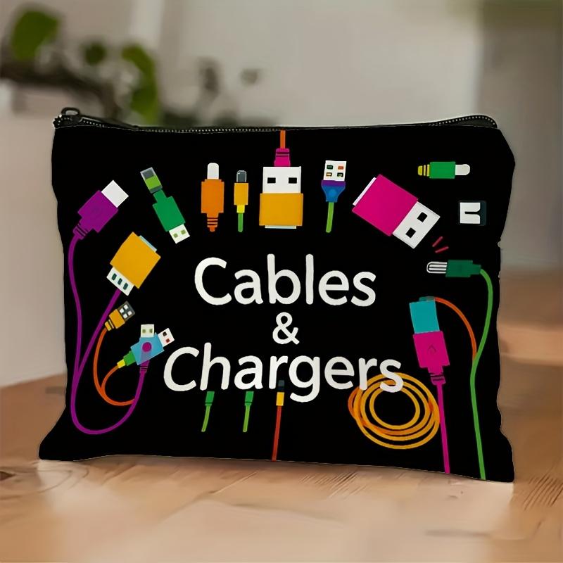 A Storage Bag for Cables And Chargers Black Design a Durable Fabric Travel Case Cable Organizer