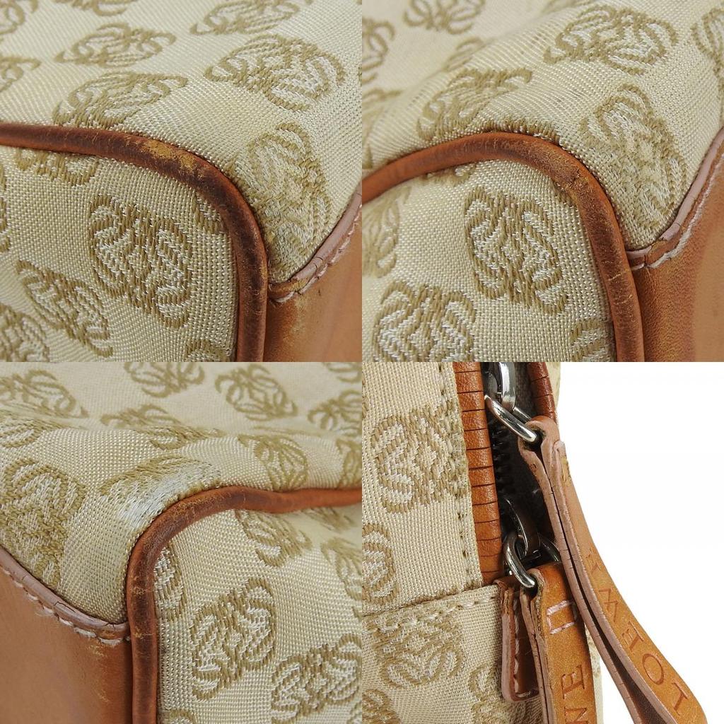 USED LOEWE anagram 290504 canvas/leather beige SilverMetal Business bag Women