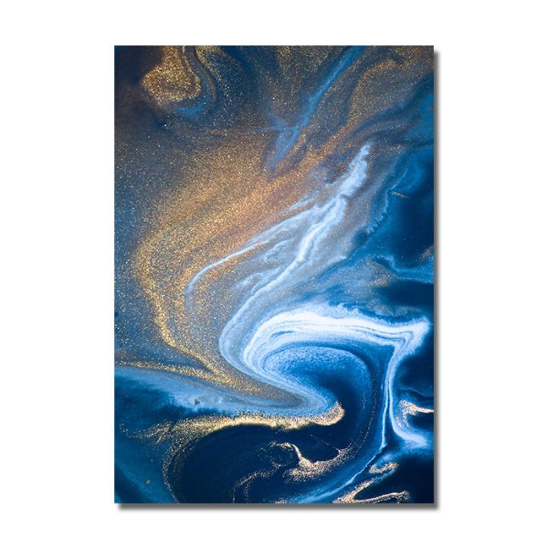 

Золотая синяя волна плакат абстрактная картина на холсте скандинавские постеры и принты настенные художественные картины для гостиной современный домашний декор 50x75cm No Frame голубой люпин