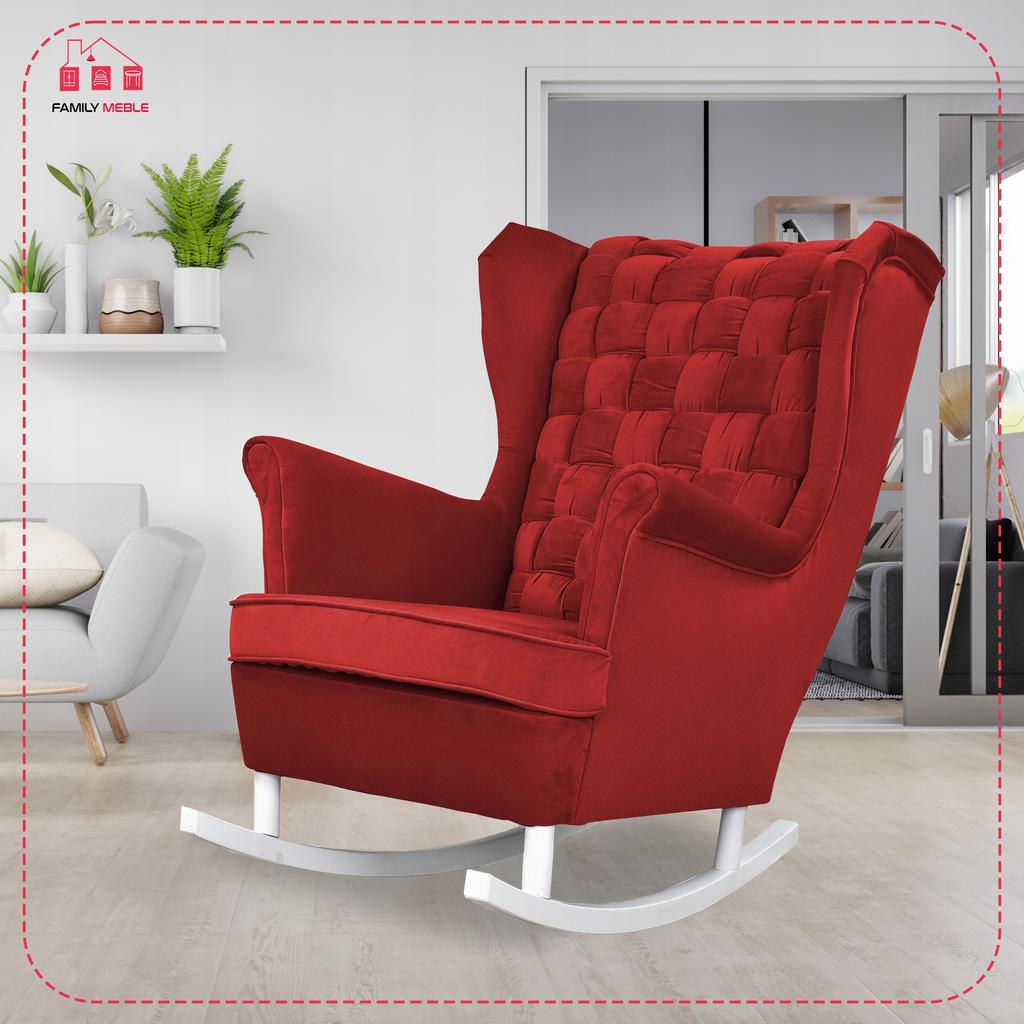 Carol Rocking Chair, Scandinavian, Family Meble, Red, Red