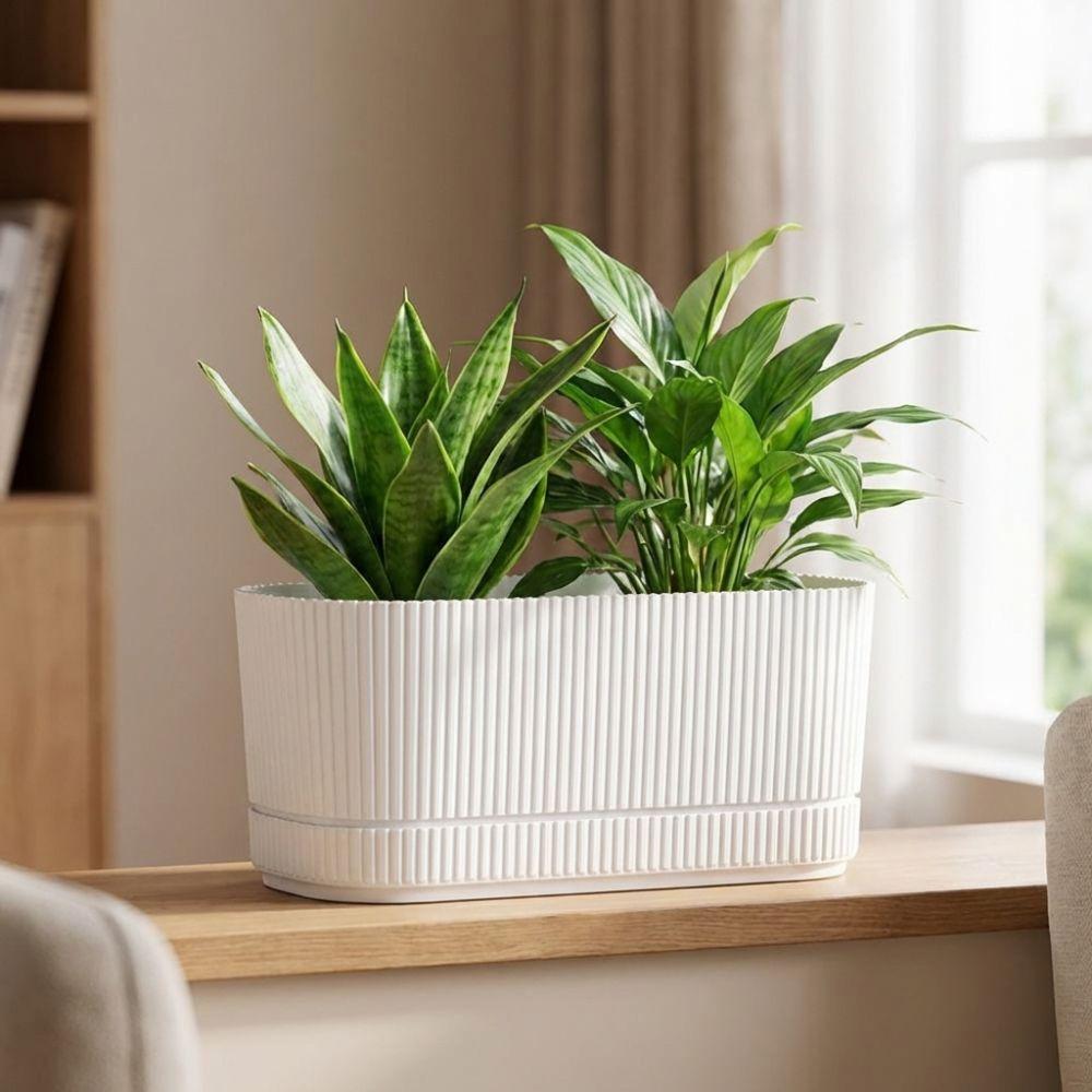 Plastic Self Watering Flower Pot Drainage Hole Desktop Vase Self Watering Planter Indoor Plants