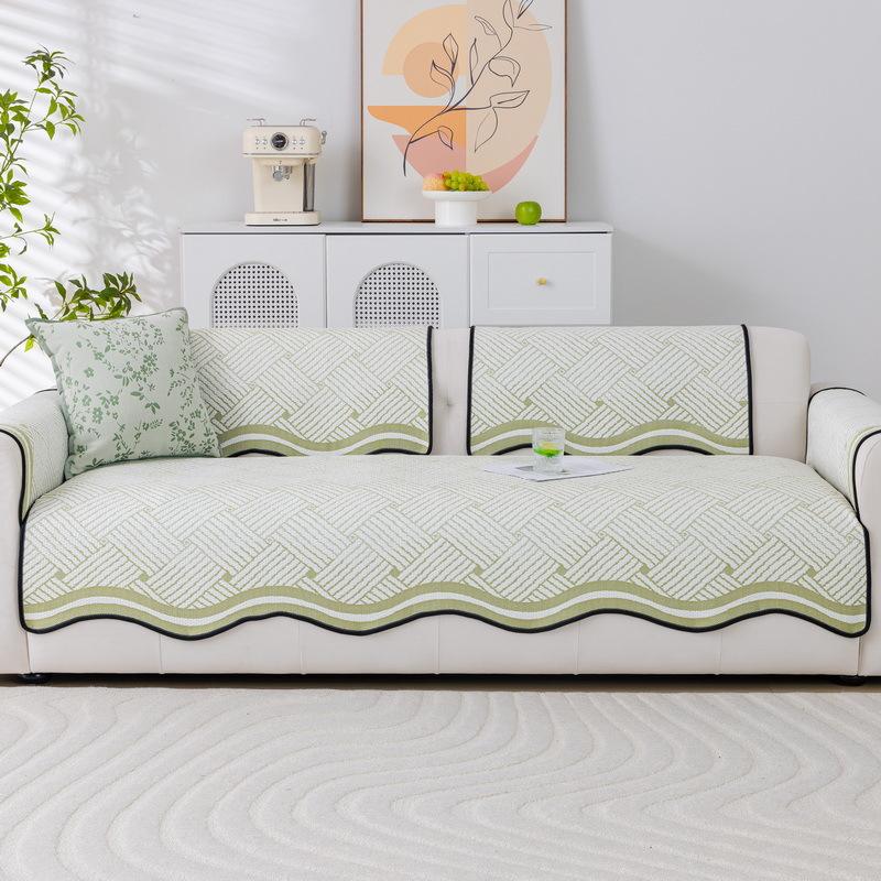 Special-Shaped Sofa Cushion Summer Ice Silk  New Cool Bean Non-Slip Seat Cushion Straight Row Sofa Cover
