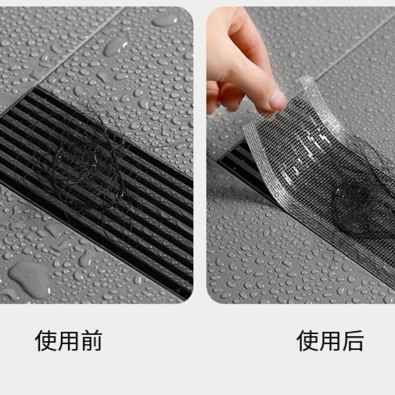 1Pc Toilet Roll Floor Drain Sticker, Self-adhesive Rectangle Can Be Cut Bathroom Hair Anti-blocking Filter, Insect-proof Floor Drain