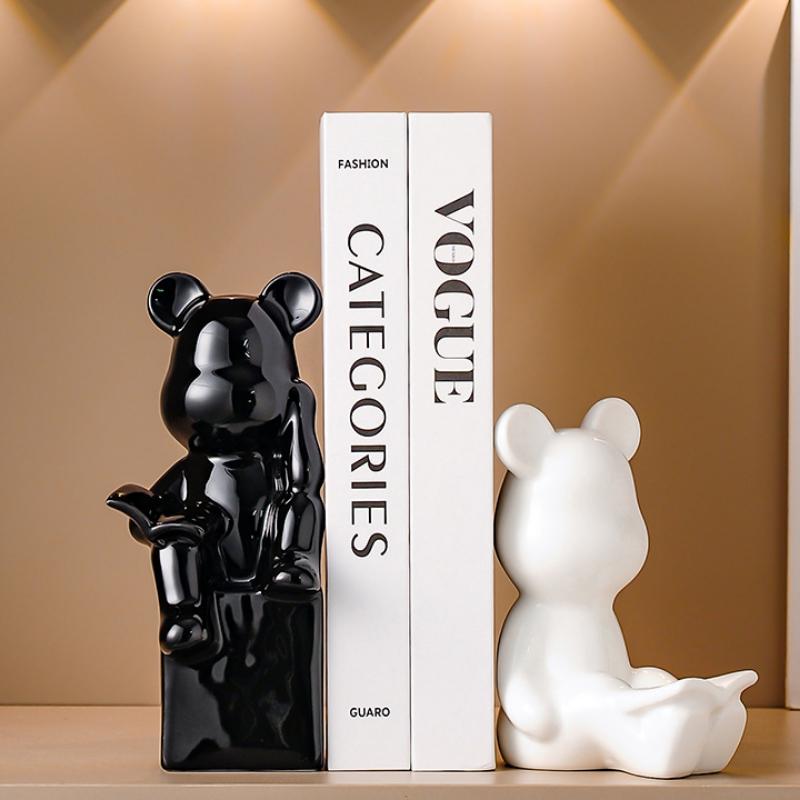 Ceramic Abstract Figure Statue Book End Reader Figurine Nordic Modern Simple Home Decoration Bookshelf Desk Bookends Ornaments