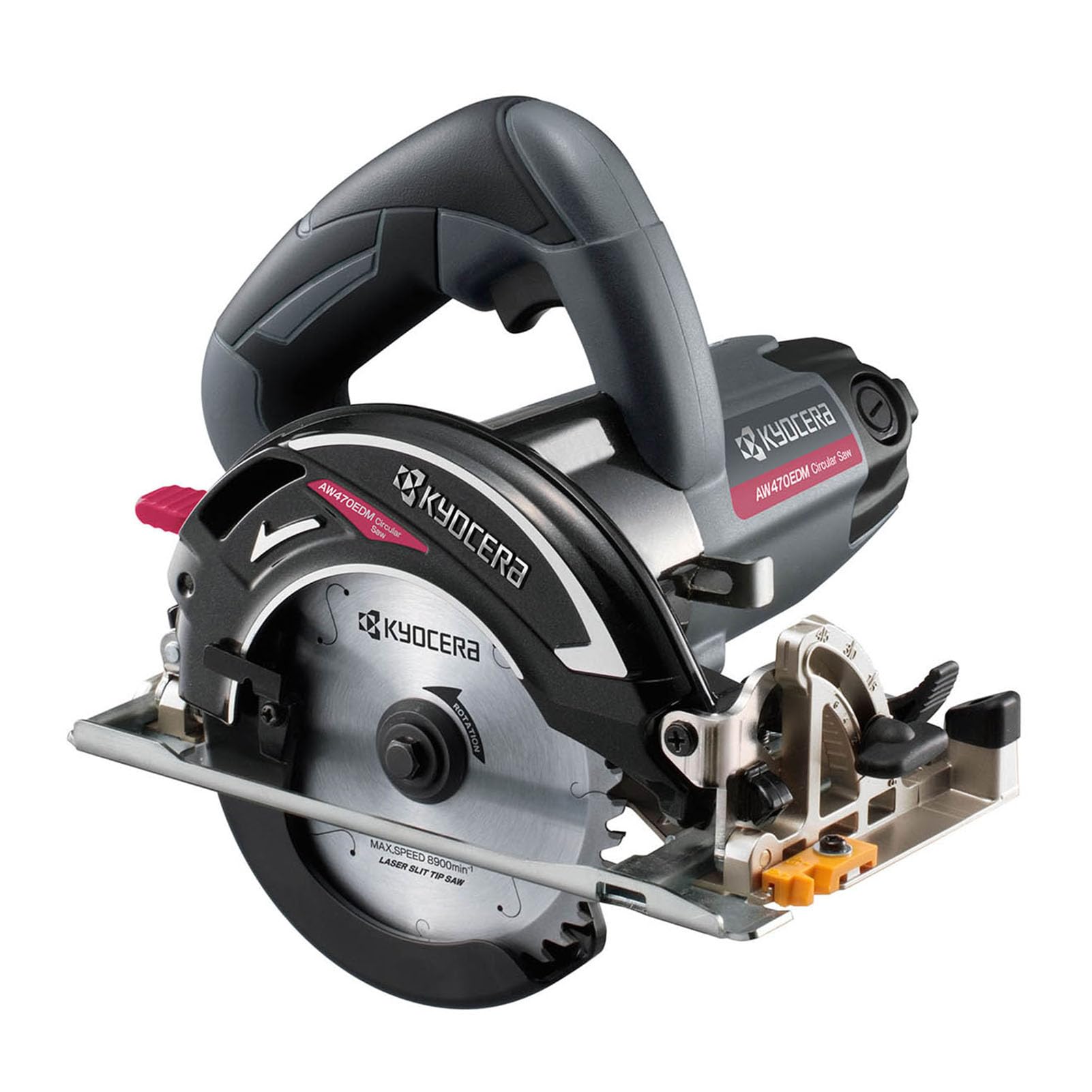 

Kyocera Professional Electronic Circular Saw AW470EDM 612351A Black cutting depth of 47mm for deep cuts and edge 125mm saw 5000 rpm rotation reverse чёрный