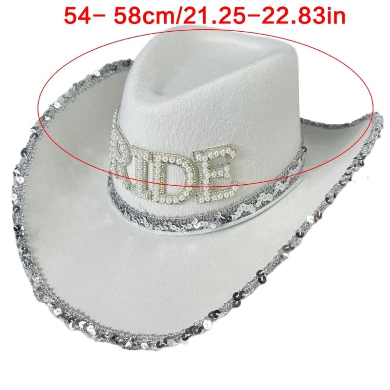Strass Kronen Cowgirl Hut für Damen Rollkrempe Rollenspiel Cowgirl Hut Hochzeitsfeier Requisiten Junggesellinnenabschied Kopfschmuck