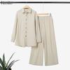 ZANZEA Women Long Sleeve Blouse and Pants Casual Two Piece Suit Sets