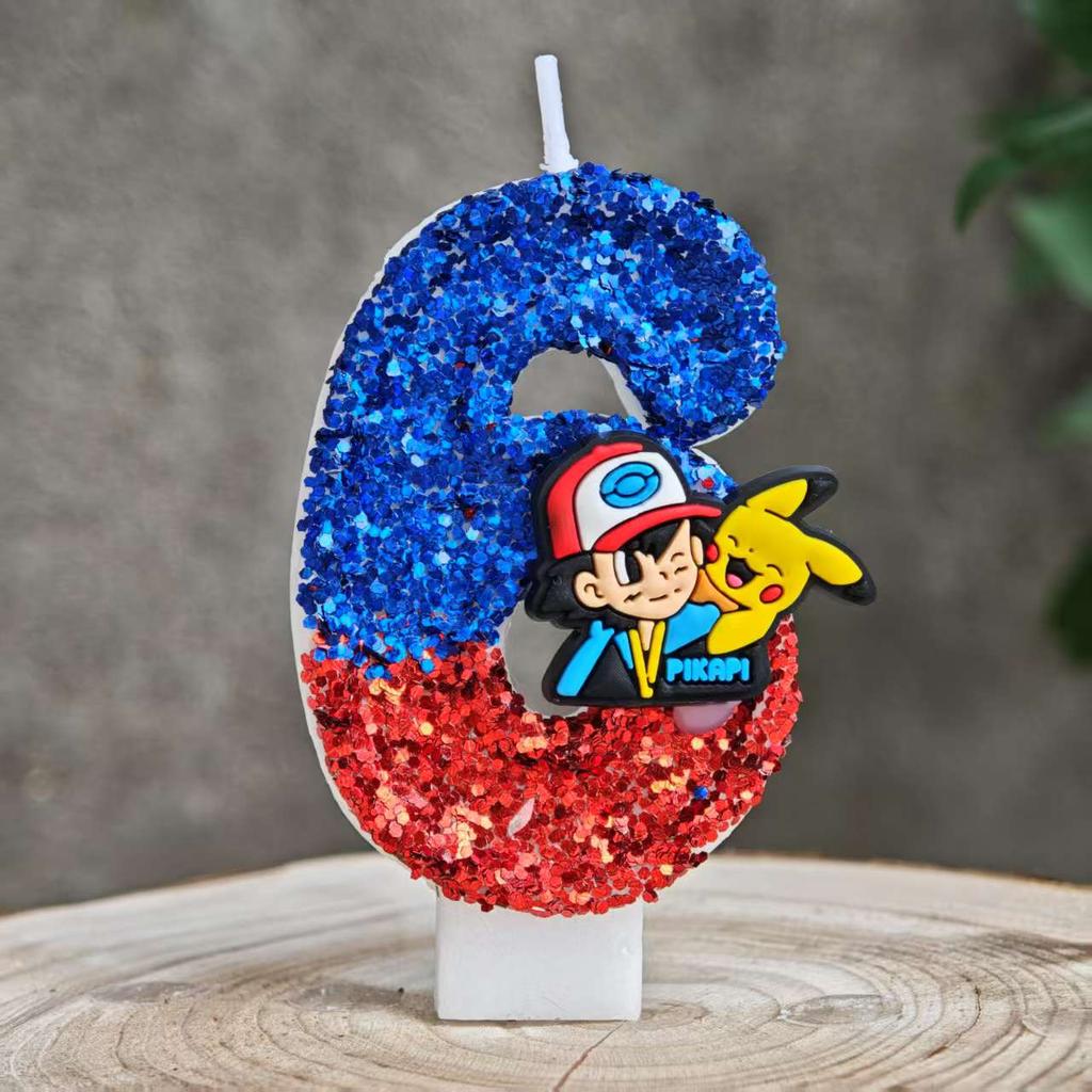 1-9  Themed Number Candles, Ling Glitter Birthday Cake Decorations For Kids Fans