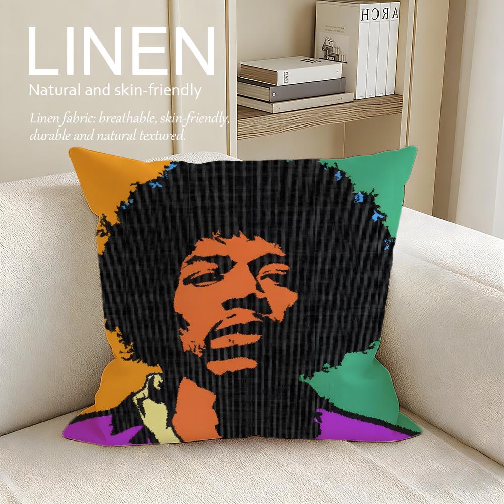 Music singer JJimi Hendrix Cushion Cover Pillowcase Set Pcs x x Breathable Washable Sofa Cushion Cover