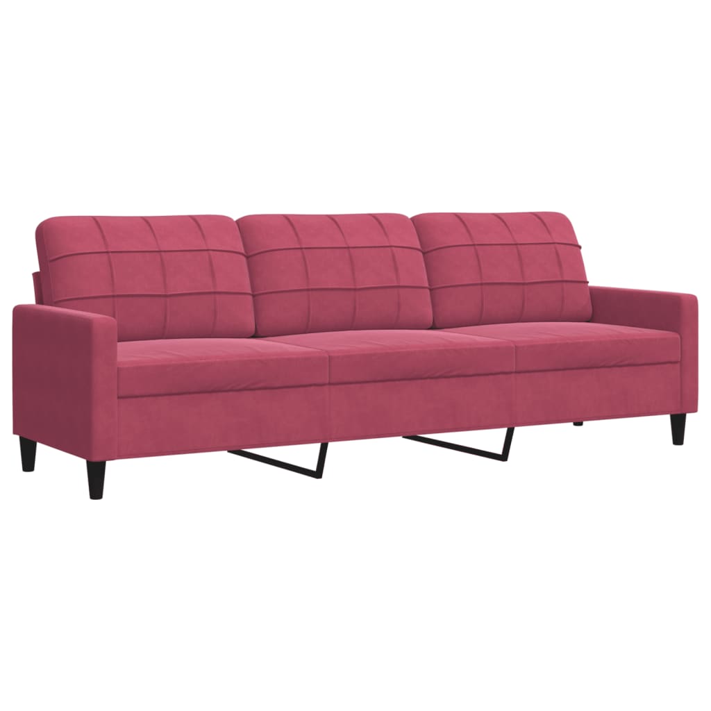2 Piece Sofa Set with Cushions and Neck Rolls Burgundy Velvet
