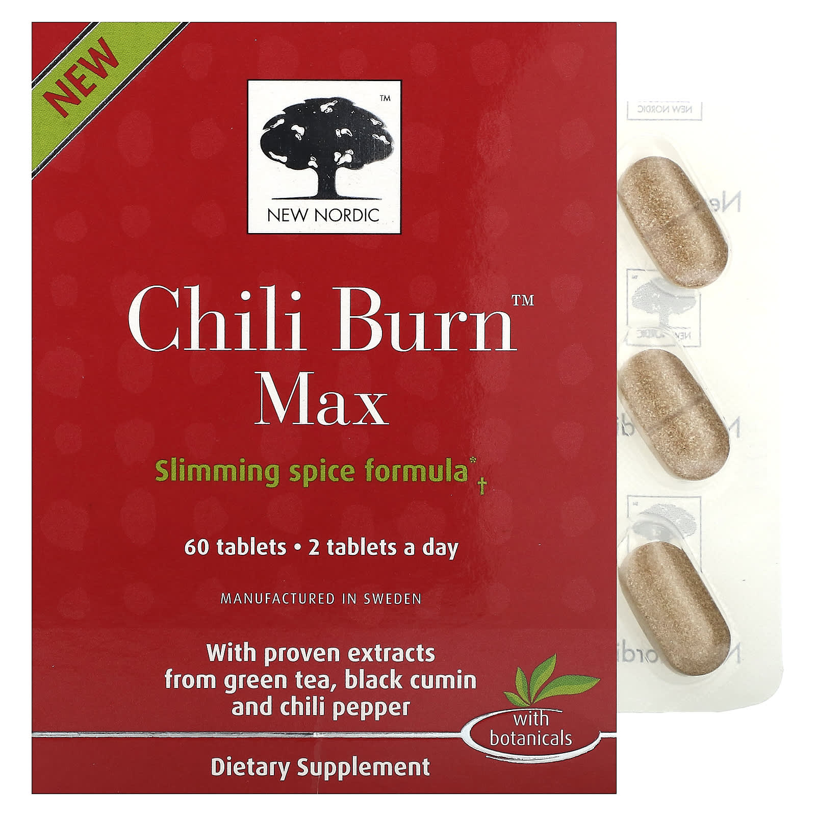 

Chili Burn, Natural Fat Burner, 60 Tablets